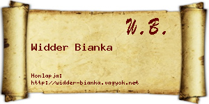 Widder Bianka névjegykártya